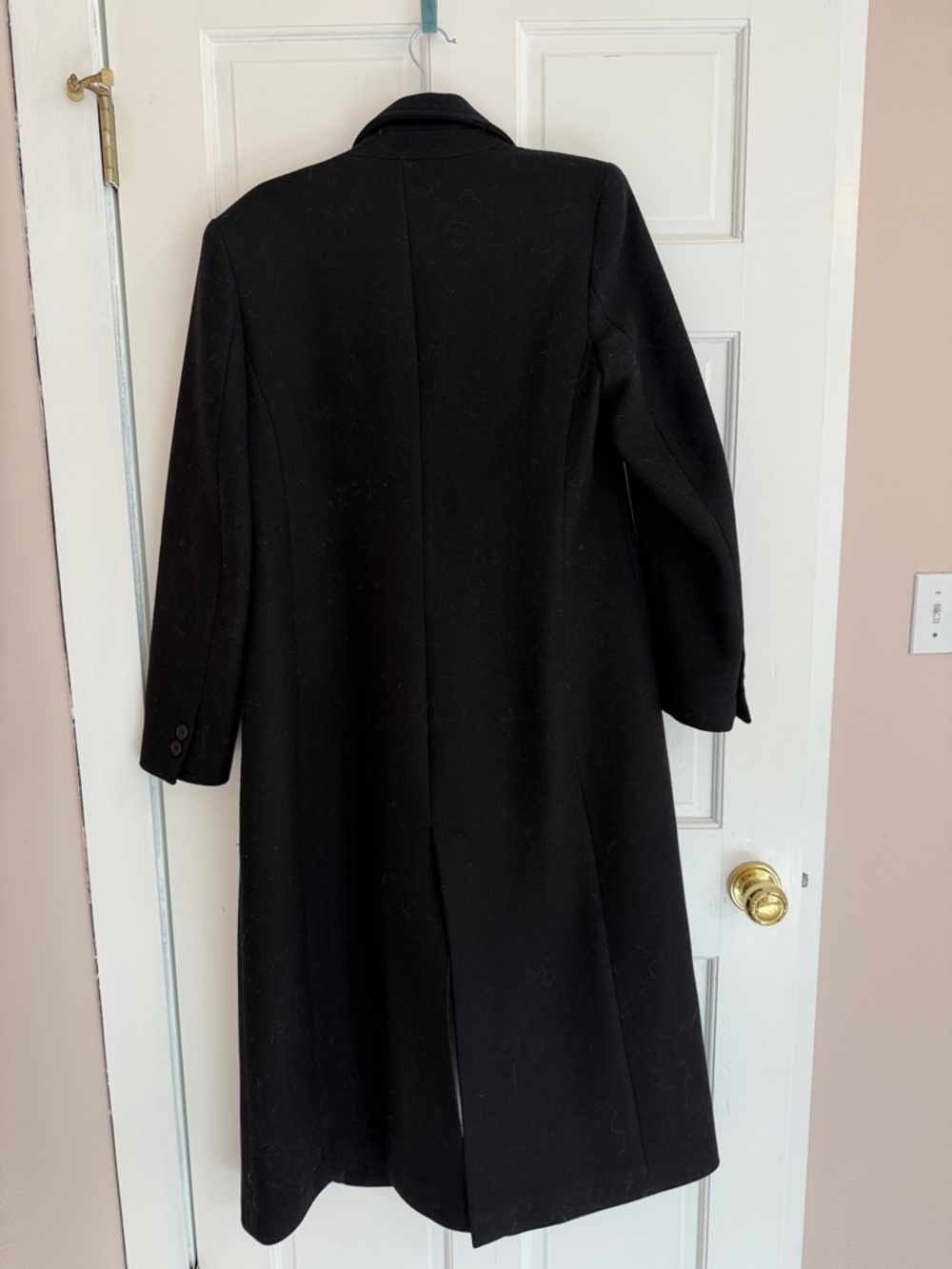 Zara Black Single-Button Long Wool Trench Coat Size M - Picture 6 of 6